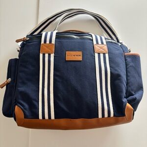 Baby K’tan Navy Canvas Diaper Bag Tote Insulated Bottle Pocket Paci Pouch